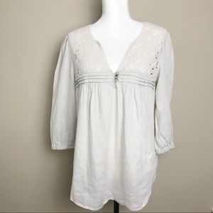 Malvin Hamburg Germany Crochet Linen Top